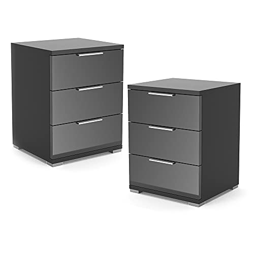 Vicco Nachttisch Florenz, Nachtkommode, Schwarz Hochglanz, 46 x 60 cm 2er Set Vicco Nachttisch Florenz, Nachtkommode, Schwarz Hochglanz, 46 x 60 cm 2er Set von Vicco