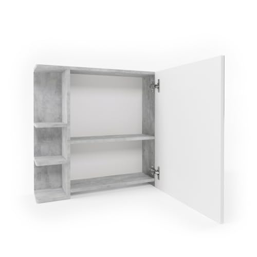 Vicco Bad Spiegelschrank Fynn, Beton/Weiß, 80 x 64 cm von Vicco