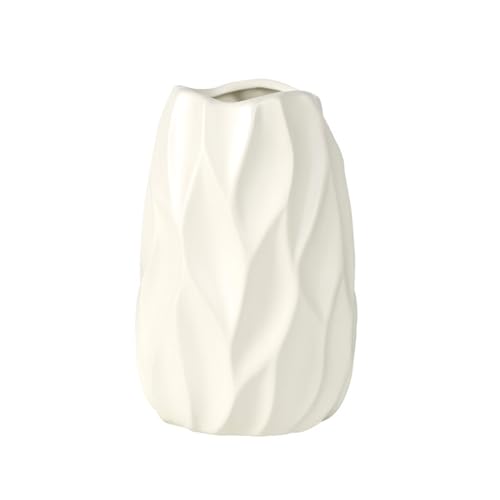 Reinweiße Vase mit plissierter Form, wasserfestes Material, tolles Geschenk for Freunde und Partner, geeignet for Wohnzimmerdekoration (Farbe : A) von OSKOE