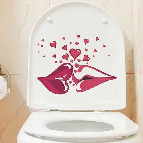29 x 22 cm, 4 Stück, KUSS, rote Lippen, Liebe, selbstklebende Toilettensitz-Aufkleber für Deckel, Wand, Badezimmer, Toilettendeckel, Aufkleber, Dekor 29 x 22 cm, 4 Stück, KUSS, rote Lippen, Liebe, selbstklebende Toilettensitz-Aufkleber für Deckel, Wand, Badezimmer, Toilettendeckel, Aufkleber, Dekor von OSKOUR