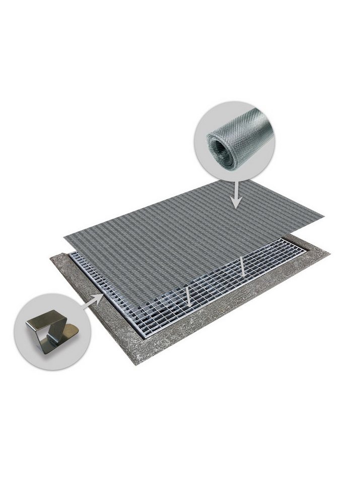 OSL Insektenschutz Lichtschachtabdeckung aus Edelstahlgewebe Kellerschachtabdeckung Fliegengitter 0,60 x 1,50 m, (1er Set), indiv. zuschneidbar - einfache Montage - begehbar - Edelstahlgewebe von OSL Insektenschutz