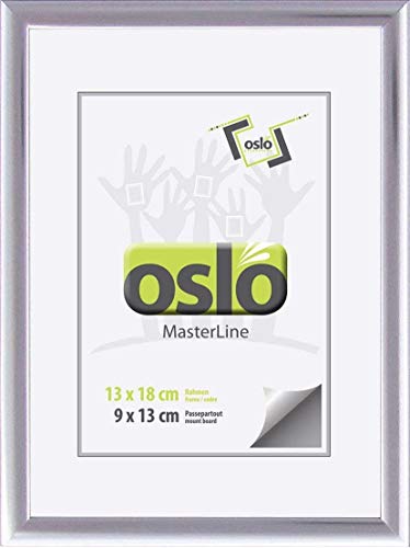 OSLO MasterLine Bilderrahmen 13 x 18 silber glänzend Aluminium zum Aufstellen und Hängen Fotorahmen mit Echt-glas von OSLO MasterLine