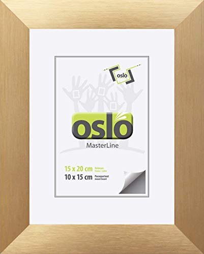 OSLO MasterLine Bilderrahmen 15 x 20 gold Aluminium Echt-Glas 3 cm breit Aufsteller Hoch- Querformat Portrait-rahmen Alu von OSLO MasterLine