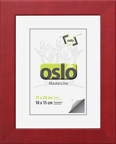 OSLO MasterLine Bilderrahmen 15 x 20 rot braun Holz FSC stabiler Aufsteller Echt-Glas Portraitrahmen Foto von OSLO MasterLine