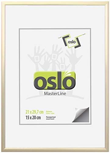 Bilderrahmen 21x30 Din A4 gold matt Aluminium zum Aufstellen und Hängen Fotorahmen Urkundenformat von OSLO MasterLine