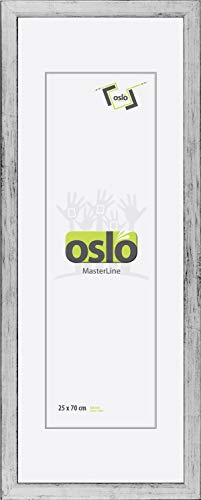 OSLO MasterLine Bilderrahmen 25 x 70 silber Holz Echtglas-Scheibe FSC-Echtholz Panorama-rahmen Collage Poster von OSLO MasterLine