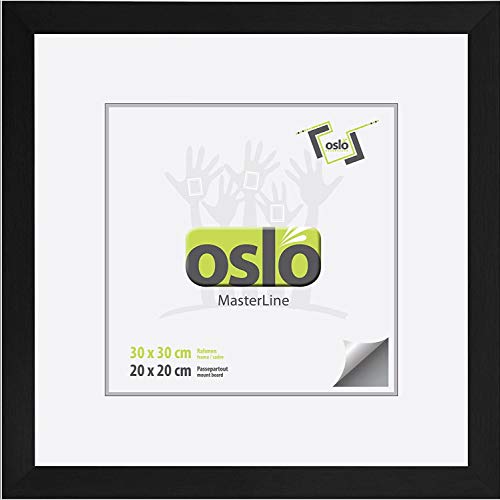 OSLO MasterLine Bilderrahmen 30 x 30 quadratisch schwarz matt Aluminium gebürstet, 3 cm Echt-Glas Alu von OSLO MasterLine
