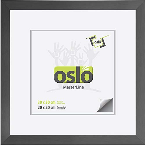 OSLO MasterLine Bilderrahmen 30 x 30 quadratisch stahl (dunkel silber) Aluminium gebürstet 3 cm Alu Echt-Glas von OSLO MasterLine