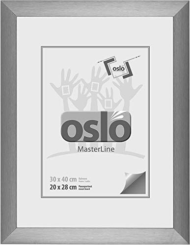 OSLO MasterLine Bilderrahmen 30 x 40 stahl (dunkel silber) grau Aluminium 3 cm Echt-Glas Portrait-rahmen Urkunden Alu von OSLO MasterLine