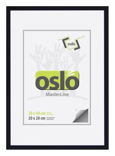 OSLO MasterLine Bilderrahmen 30 x 40 schwarz matt Aluminium Echt-Glas schmal Portraitrahmen Fotorahmen Alu-Rahmen von OSLO MasterLine