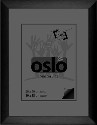 OSLO MasterLine Bilderrahmen 30 x 40 schwarz matt Aluminium gebürstet 3 cm breit Echt-Glas Urkunden Alu Metall von OSLO MasterLine
