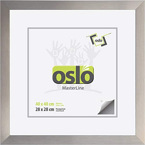 OSLO MasterLine Bilderrahmen 40 x 40 quadratisch champagner (Mix aus gold + silber) Aluminium gebürstet, Echt-Glas Alu Foto-rahmen von OSLO MasterLine