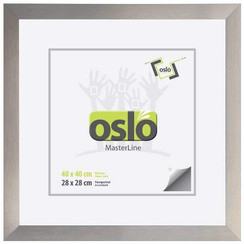 OSLO MasterLine Bilderrahmen 40 x 40 quadratisch champagner (gold silber) Aluminium gebürstet 3 cm breit Echt-Glas Alu von OSLO MasterLine