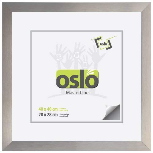 OSLO MasterLine Bilderrahmen 40 x 40 quadratisch champagner gold silber Aluminium gebürstet 3 cm breit Echt-Glas Alu von OSLO MasterLine