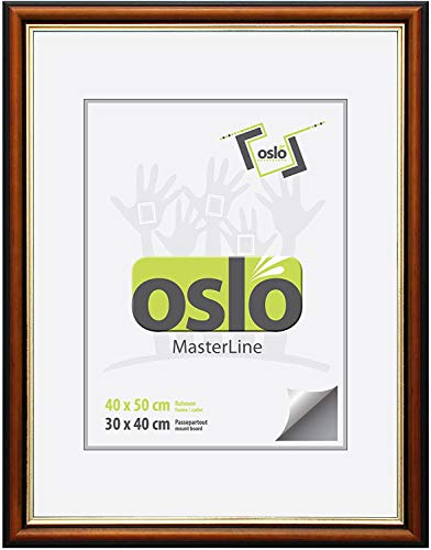 OSLO MasterLine Bilderrahmen 40 x 50 Holz massiv braun schwarz Innenrand Gold antik-optik Portrait-rahmen Echt-Glas von OSLO MasterLine