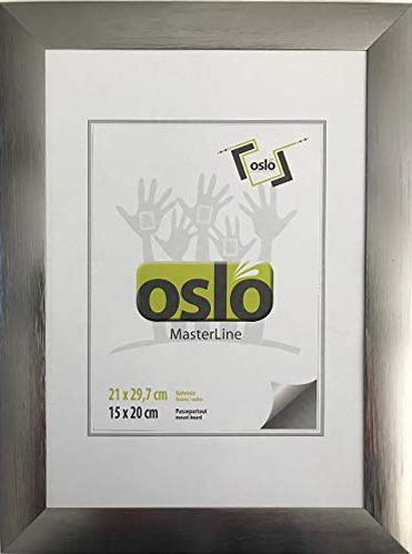 OSLO MasterLine Bilderrahmen A4 21 x 30 stahl dunkel silber grau Aluminium Echt-Glas Aufsteller Urkundenformat Alu von OSLO MasterLine