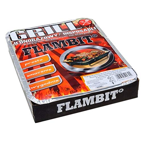 Flambit Einweggrill to go, mit Anzüghilfe, Holzkohle, Aluschale, 1er Pack (1 x Grill) von OSMA-WERM GMBH