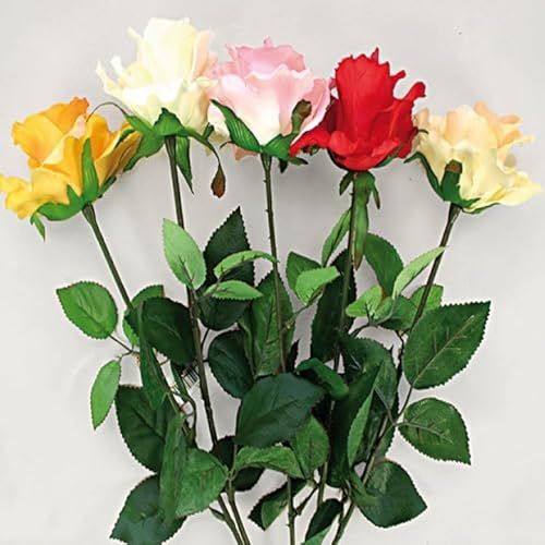 OSMA Künstliche Blumen der Marke Modell Rose Open Flower 68 cm extralong,5 Col. Assorted von OSMA