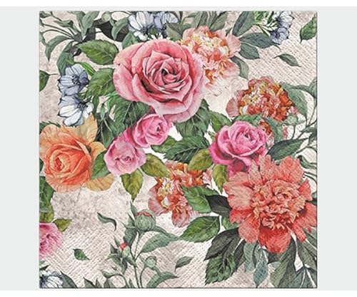 Premium Napkins 'Flowers Vintage', 20 Stück, 33 x 33 cm von OSMA