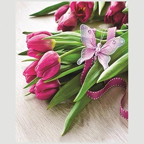 Premium Snapkins 'Tulips Pink', 20 Stück, 33 x 33 cm von OSMA