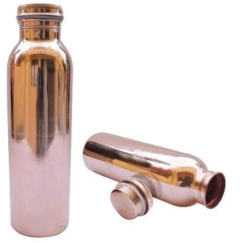 2-TEILIGES SET Wasserflasche aus reinem Kupfer für ayurvedische Vorteile für die Gesundheit Wasserflasche (gelenkfrei und auslaufsicher) (900 ml, glatt) von OSNICA