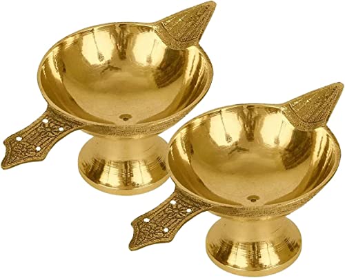 Antik Messing Diya Set für Puja Room - Diwali Diya - Diwali Dekorationsartikel für Zuhause und Diwali Geschenke (Design 5) von OSNICA