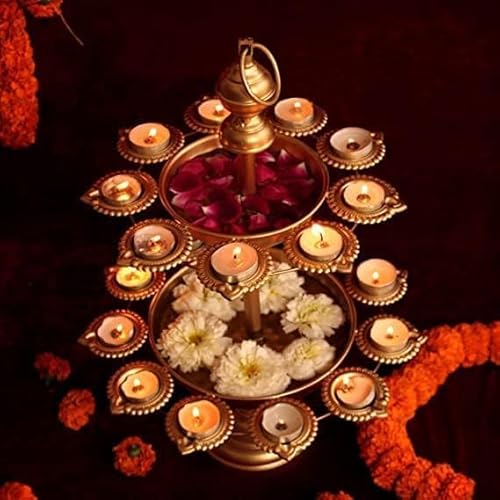 OSNICA Baum Schöne zweilagige Diya Urli Dekoschale für Diwali (1 Stück) Traditionelle Dekoschale für Schwimmende Blumen und Teelichtkerzen Home, Diwali Urli, Geschenk für Diwali von OSNICA