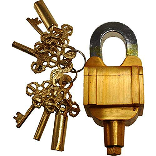 Funktionelles Messing Quadratisches Tricky Lock Puzzle Vorhängeschloss mit 6 Schlüsseln (3 x 2 Set) Vintage Look strapazierfähig von OSNICA