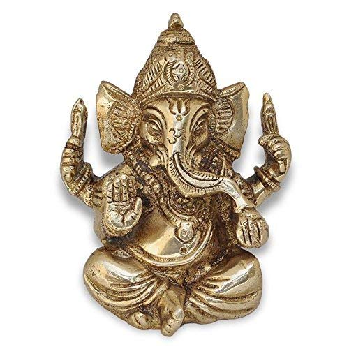 OSNICA Ganesh Ganpati Messing Statue Indische Handgemachte religiöse Skulptur von Ganesha Antik Look Massiv Messing Skulptur Artefakt Vintage Deko wertvoll Kollektion von OSNICA