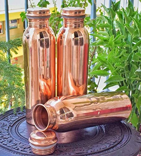 Pure Copper Plain Joint lecksichere Flasche Ayurvedic Health Benefits Wasserflasche -900 ml SET 3 STÜCK von OSNICA