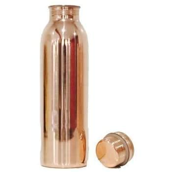 Pure Copper Water Bottle Wasserflasche aus reinem Kupfer, perfektes ayurvedisches Kupfergefäß für Sport, Fitness, Yoga, natürliche gesundheitliche Vorteile, 600 ml (einfarbig – glänzend) von OSNICA