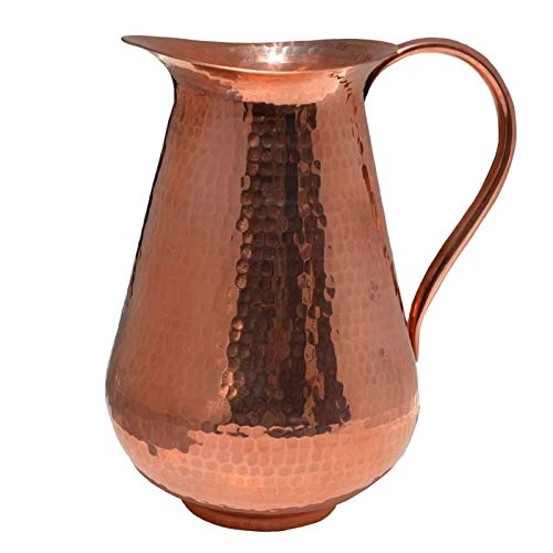 Pure Copper Jug Water Pitcher Copper for Ayurveda Healing No Inner Liner Copper Pitcher Vessel Ayurveda Jug for Drinking Water, Moscow Mule, Cocktail 1.5L (Design-6) von OSNICA