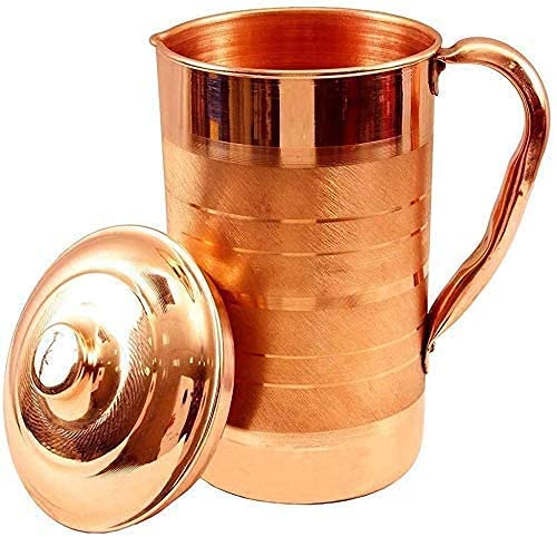 Pure Copper Jug Water Pitcher Copper for Ayurveda Healing No Inner Liner Copper Pitcher Vessel Ayurveda Jug for Drinking Water, Moscow Mule, Cocktail 1.5L (Design-7) von OSNICA