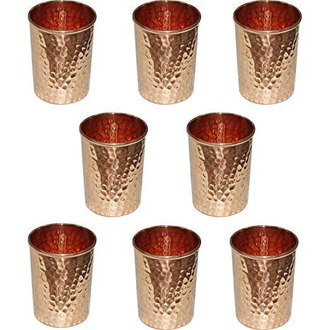 Reines Kupfer Drinkware Hammered Tumbler Wasserglas Cup Geschirr Trinkzubehör 8 Unzen SET von 10 Stück Kapazität 350 ml von OSNICA
