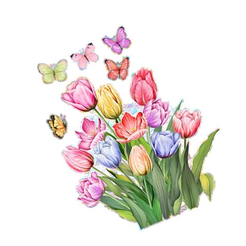 OSOLADY 1 Blatt Fensteraufkleber Tulpe Fensterbildschirm Urlaub Fenster Haftet Fensteraufkleber Mit Schmetterlingen Frühlingsfensteraufkleber Frühlingsfensterfolie Selber Machen PVC OSOLADY 1 Blatt Fensteraufkleber Tulpe Fensterbildschirm Urlaub Fenster Haftet Fensteraufkleber Mit Schmetterlingen Frühlingsfensteraufkleber Frühlingsfensterfolie Selber Machen PVC von OSOLADY