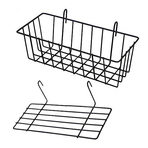 OSOLADY 2 Stück Metall Wandregal Organizer Gitter Aufbewahrungskorb Hängende für Küche und Wohnzimmer Rostfrei Installieren Wandzubehör von OSOLADY