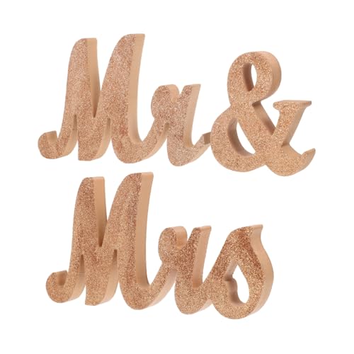 OSOLADY 1 Satz Valentinstag Holz Dekoration für Hochzeit Romantisches Mr Mrs Pärchen Ornament Kompakte Tischdeko für Schlafzimmer und Büro Leicht und Langlebig Verlobungsgeschenk von OSOLADY