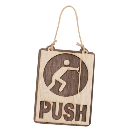 OSOLADY 1 Stück Holzschild Push And Pull Türschild für Restaurant Teehäuser Kreatives Hängendes Türschild aus Hochwertigem Holz mit Einfacher Anbringung für Signalgebung von OSOLADY