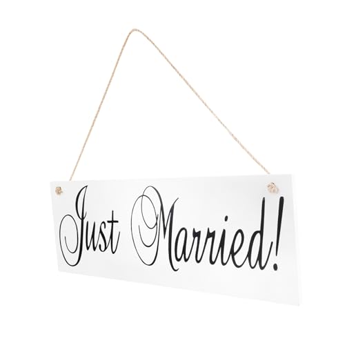OSOLADY 1 Stück Holzschild wandverkleidung Wand polsterung präsentbox im wei hochzeitsdeco Zeichen Hochzeitsbevorzugung Hochzeitsetikett aus Holz Hochzeitsaufhängung aus Holz hölzern Weiß von OSOLADY