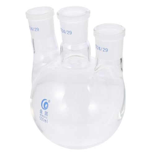 OSOLADY 1 Stück Siedekolben 3 Hals Destillationsgerät Laborkolben Dreihals Siedekolben Labor Dreihalskolben Laborgerät Kolbenbehälter Glas Transparent von OSOLADY
