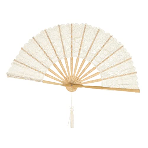 OSOLADY 1stück Lace Faltfächer Für Hochzeiten Eleganter Spitzenfächer Im Chinesischen Stil Dekorativ Praktisch Als Gastgeschenk Oder Fotorequisite Cremefarben von OSOLADY