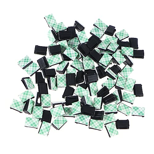 OSOLADY 100Stücke Kabelklemme Selbstklebend für Kabelmanagement Schwarze Drahthalterung zur Ordentlichen Fixierung von Kabeln für Schreibtisch und Wandmontage von OSOLADY