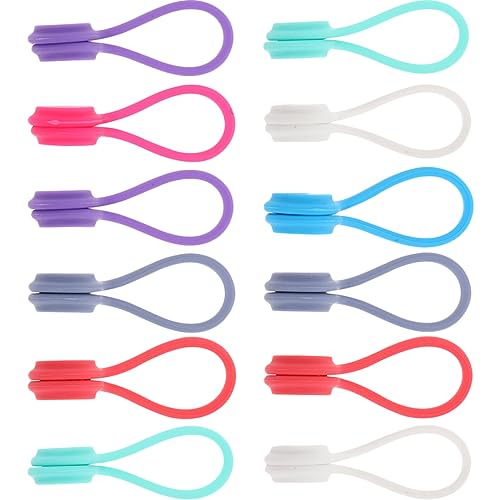 OSOLADY 12 Stück Silikon Kabelbinder Elastische Kabelhalter Magnetische Kabel Organizer für Effizientes Kabelmanagement Wiederverwendbare Kabelclips für Schreibtisch Reise und Zuhause von OSOLADY