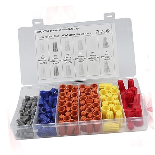 OSOLADY 158Stücke Teiliges Set Elektrischer Drahtverbinder mit Schraubklemmen und Federeinsatzkappen Einsetzbar für Heimverkabelung Beleuchtung und OSOLADY 158Stücke Teiliges Set Elektrischer Drahtverbinder mit Schraubklemmen und Federeinsatzkappen Einsetzbar für Heimverkabelung Beleuchtung und von OSOLADY
