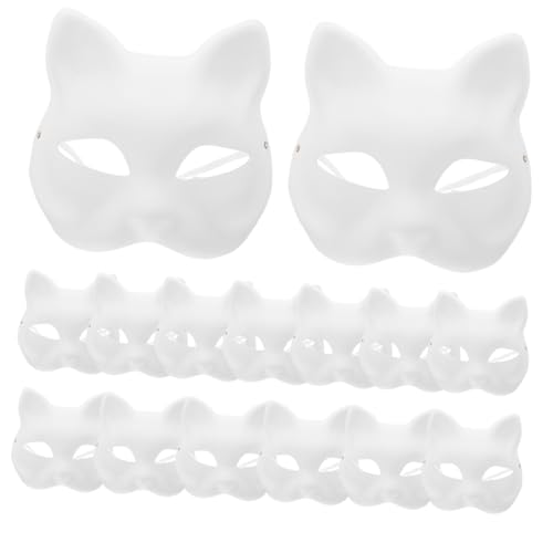 OSOLADY 15stücke Unfinished Papier Katze Stil Maske DIY Malerei Maske DIY Graffiti Lackierbar Für Halloween Party Bastelrohlinge von OSOLADY