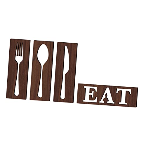 OSOLADY Holz Wanddekoration Eat Satz Rustikales Küchen Schild mit Besteck für Esszimmer und Küche Holz Deko für Landhausstil von OSOLADY