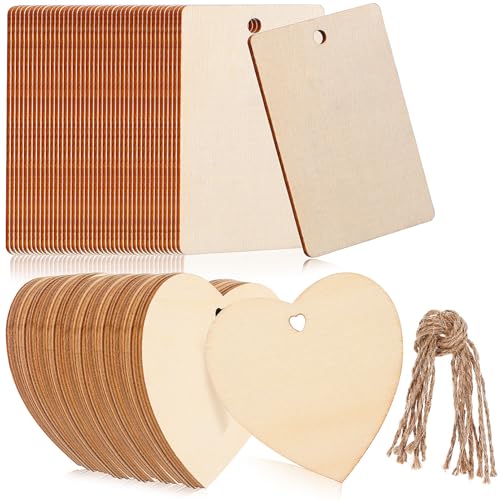 OSOLADY 1Satz Unvollendete Holzdekorationen mit Löchern DIY Weihnachtsbaumanhänger und Herz Sowie Rechteckige Holzscheiben zum Basteln für Kreative Projekte von OSOLADY