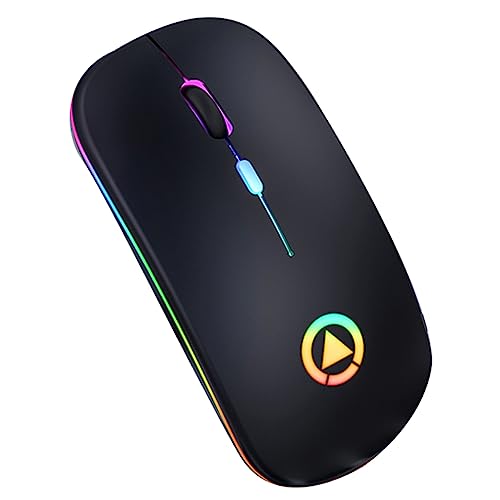 OSOLADY 1Stück Kabellose RGB Lumineszierende Stummmaus mit Ergonomisches Design für Büro und Home Office Leicht und Tragbar von OSOLADY