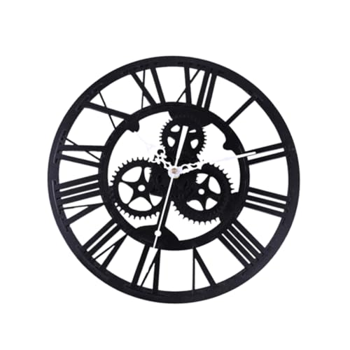 OSOLADY 1Stück Retro Wanduhr im Industrial Style Vintage Wanduhren mit Zahnrädern Schwarze Wanddeko Kreative und Wanduhr für Freunde und Familie Einfach von OSOLADY