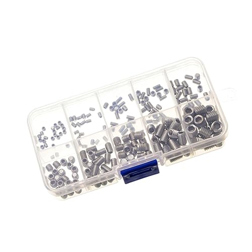 OSOLADY 200Stücke Innensechskantschrauben Set aus Metrisches Sortiment mit Flachspitze Kopflose Praktischer Aufbewahrungsbox für Industrie Handwerk von OSOLADY